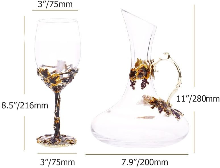 HMR - 5-Piece Red Wine Glass Set Exquisite Vintage Decanter
