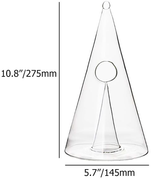 HMR - Unique Pyramid Glass Wine Decanter Hand Blown Red Wine Carafe with Wide Base