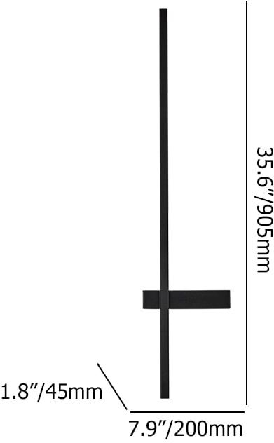 HMR - 35" LED Long Strip Outdoor Wall Lighting Waterproof IP65 Outside Wall Sconce in Black