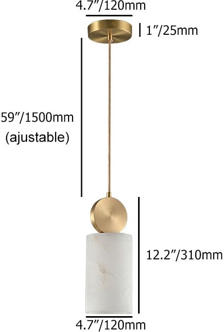 HMR - Gold Pendant Light with Alabaster Marble Shade for Living Room