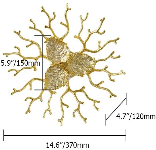HMR - Art Deco Aluminum Wall Sconce Floral Shape Golden Wall Light for Bedroom