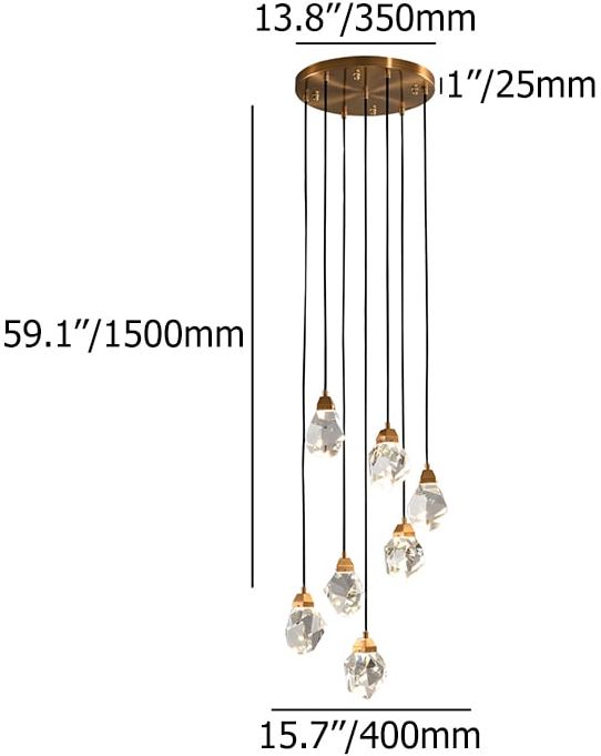 HMR - 7-Light LED Crystal Entryway Foyer Chandelier Tiered Long Pendant Light Home Decor