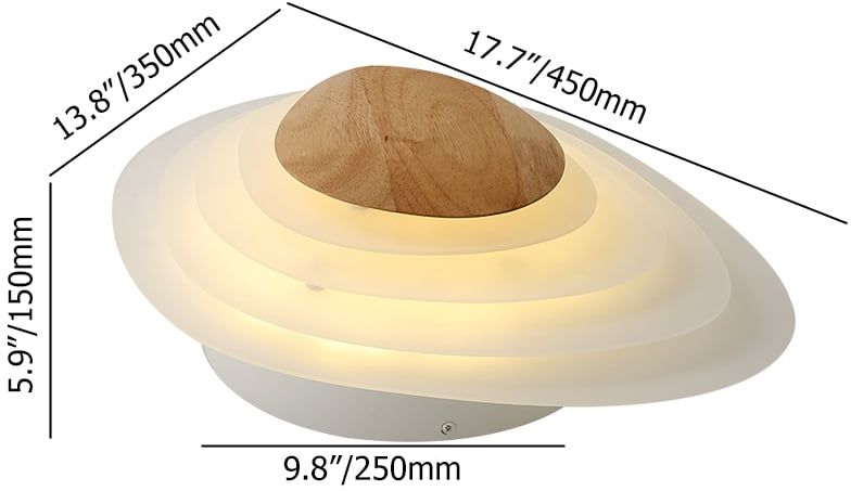 HMR - Minimalist LED White Flush Mount Ceiling Light Metal Acrylic and Wood