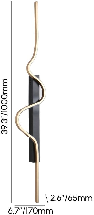 HMR - 39.4" Black and Gold Tri-color LED Wall SconceLighting