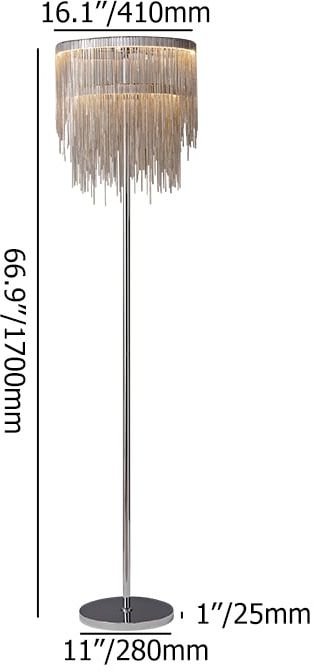 HMR - Postmodern Chrome LED Tassel Floor Lamp Home Decor Standing Lamp for Living Room