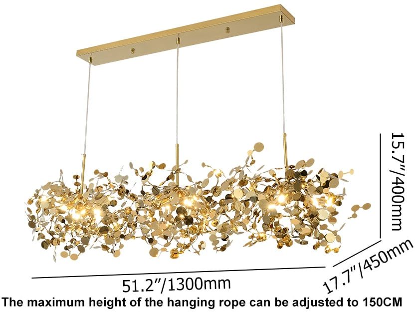 HMR - 9-light Luxury Stainless Steel Gold kitchen island chandelier Bright Ceiling Light