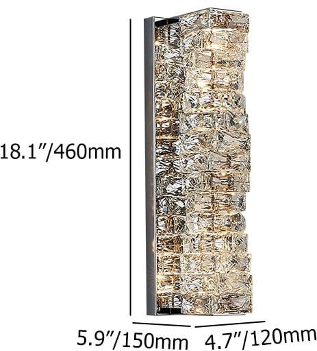 HMR - Modern Chrome Crystal Clear LED Wall Sconces Silver Bedside Wall Lamp with Warm light