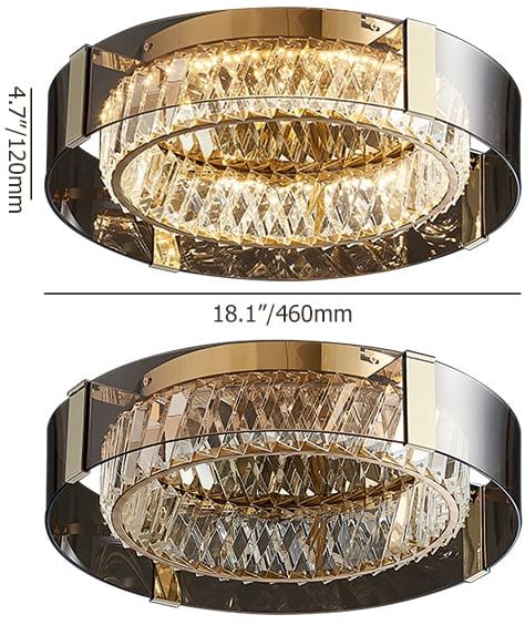 HMR - Crystal Dimmable Ceiling Lights 3 Modes LED Flush Mount Light with Remote Control