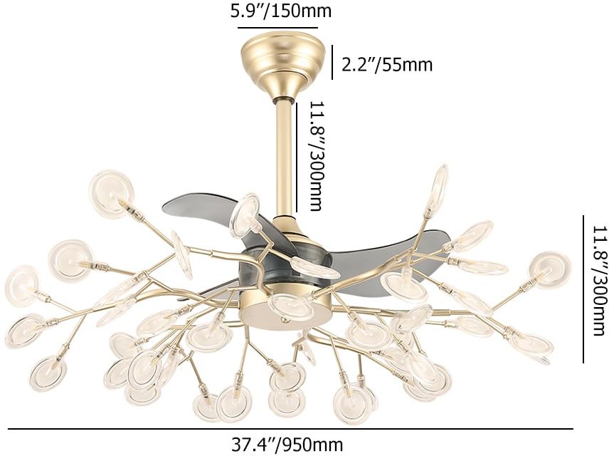 HMR - 37" Firefly Ceiling Fans with 42-Lights 6-Speed Reversible with Remote Control Decor