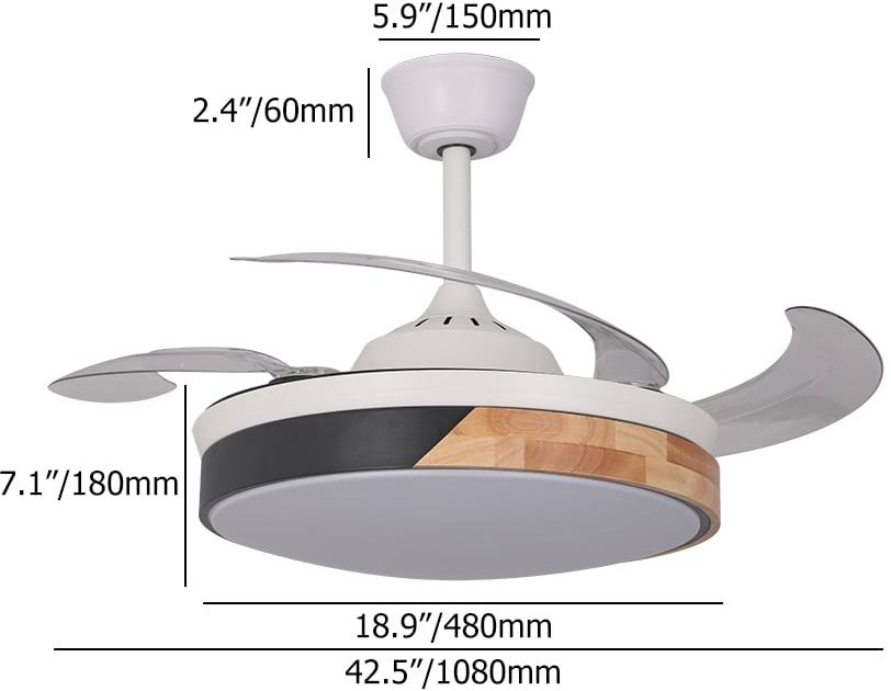 HMR - Nordic 42" LED Ceiling Fans Light 6-Speed Reversible Blades with Remote Control