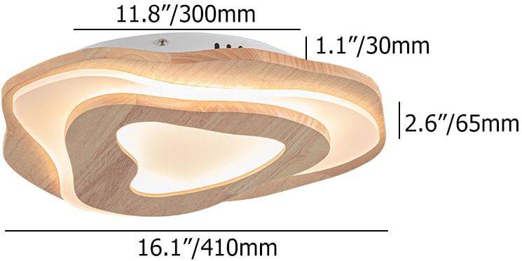 HMR - Nordic Oak Wood Flush Mount LED Irregular Shape Ceiling Light