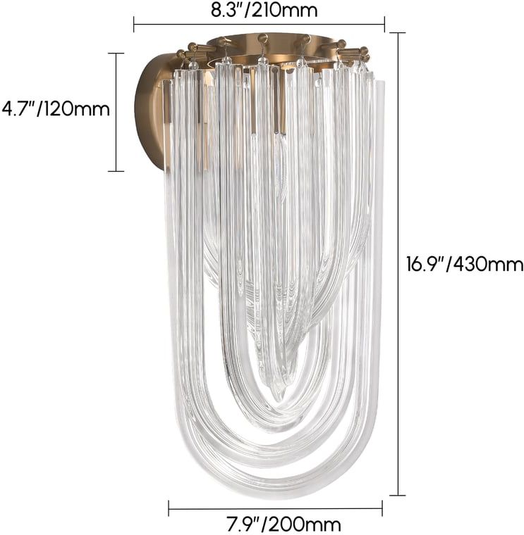 HMR - Modern Luxury Tiered Clear Glass1-Light Gold & Brass Wall Lighting