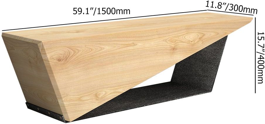 HMR Rustic 3-Person 59" Bench with Metal Base - Natural