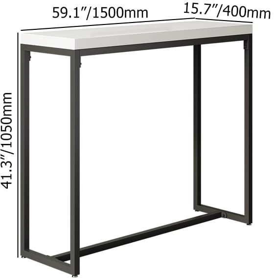 HMR - 59" Industrial Rectangular White Bar Height Table Dining Table for Breakfast Nook