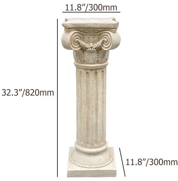HMR - 32.3" Tall Vintage Corinthian Pillars Square Pedestal Plant Stand Indoor Decor Art White
