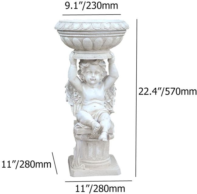 HMR - 22.4" Resin Angel Garden Decor Statue Inoor Outdoor Planter Birdbath Sculpture Ornament