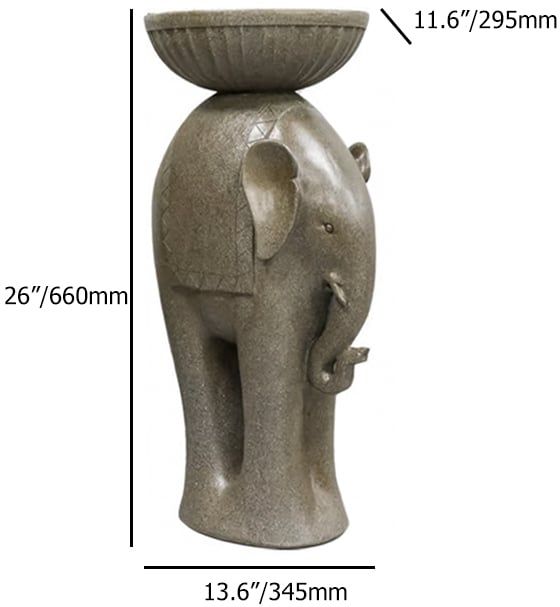HMR - 26" Outdoor Elephant Sculpture Resin Garden Statue Planter Bird Bath Figurine in Green