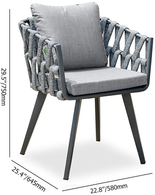 HMR - 7-Pieces Gray Aluminum Outdoor Patio Dining Set with Extendable Table and Woven Armchair