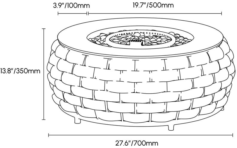 HMR - Tatta Weave Round Smokeless Outdoor Fire Pit