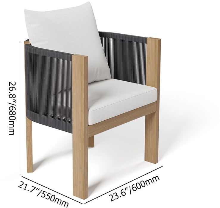 HMR - 2 Pieces Modern Aluminum & Ropes Outdoor Patio Dining Chair Set in Black & Brown
