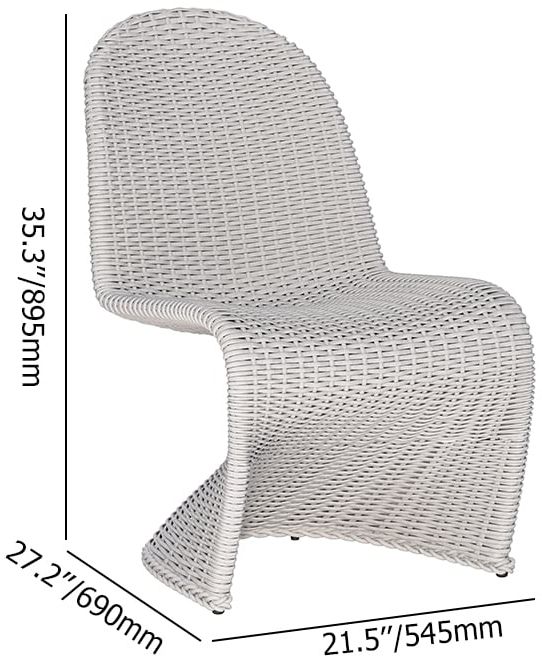 HMR - 2-Pieces Coastal Aluminum & Woven Rattan Outdoor Patio Dining Chair Set in Gray