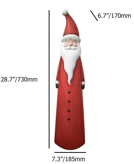 HMR - 30 inch Outdoor Santa Claus Statue Garden Resin Christmas Decor Standing Figurine in Red