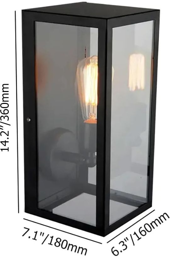 HMR - Square Single-Light Outdoor Wall Lantern in Matte Black, Metal