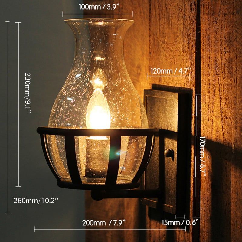 HMR - Single Candelabra Wall Lamp in Metal, Glass