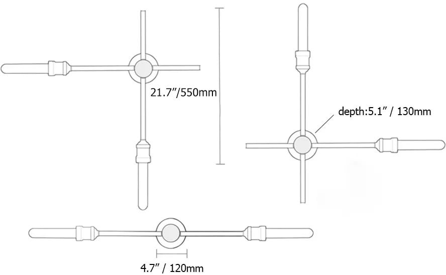 HMR - 2-Light Rotating Elongated Torch Wall Sconce in Black, Brass