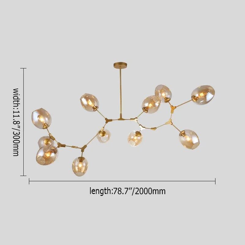 HMR - Modern Kitchen Island 11-Light Metal Pendant Light in Gold