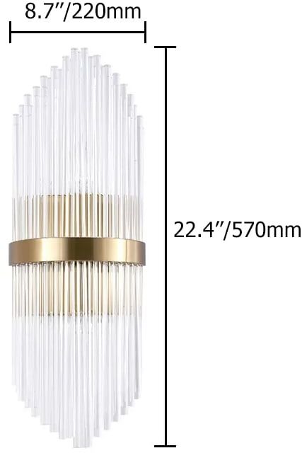HMR - Striaged 2-Light Wall Sconce Vanity Wall Light in Gold, Glass, Metal
