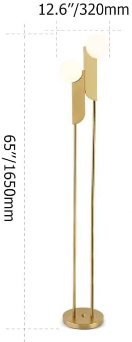 HMR - Torchiere Floor Lamp 2-Light with Glass Shade in Gold, Metal
