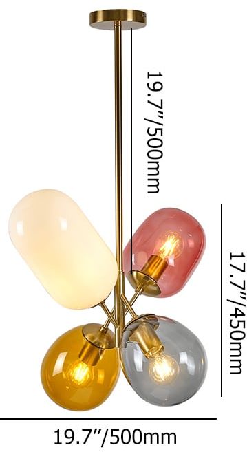 HMR - Modern 4-Light Glass Balloon Pendant Light in Multicolor