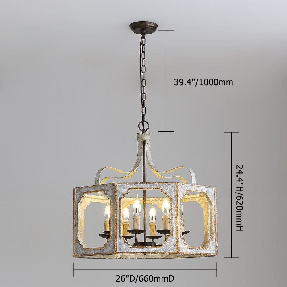 HMR - Lightelk French 8-Light Metal and Wood Chandelier in Antique Gray and Gold