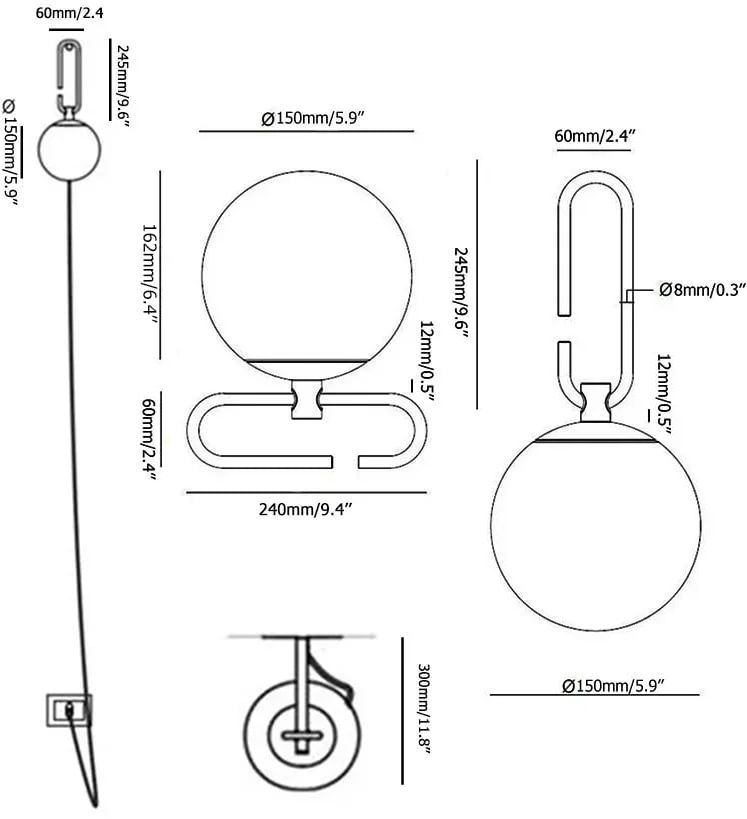 HMR - Globe Plug-in Wall Sconce in Brass