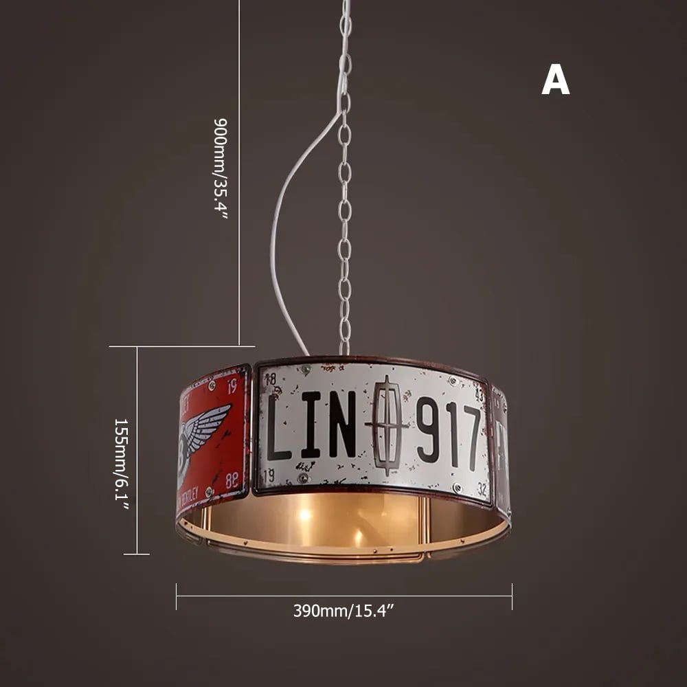 HMR Industrial Square 3-Light Pendant Light - Orange, Style A