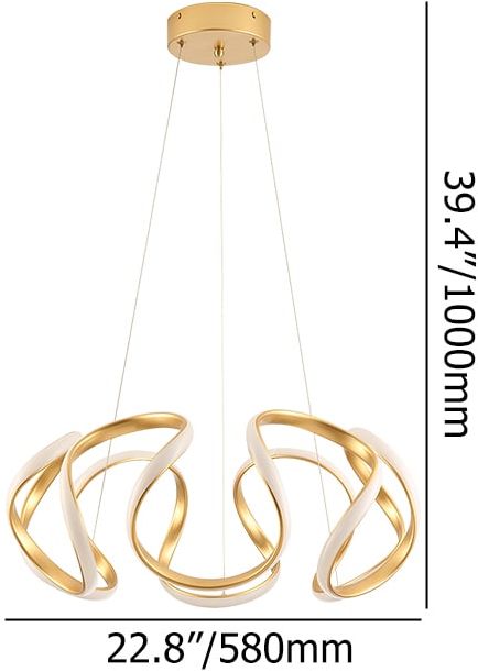 HMR - Rola LED Unique Geometric Chandelier with Hanging Pendant Light in Gold