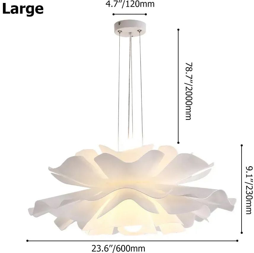 HMR - Acrylic Pendant Chandelier in Flower Shape in White