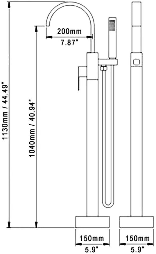 HMR - Dree Floor Mounted Faucet with Handheld Shower in Polished Chrome