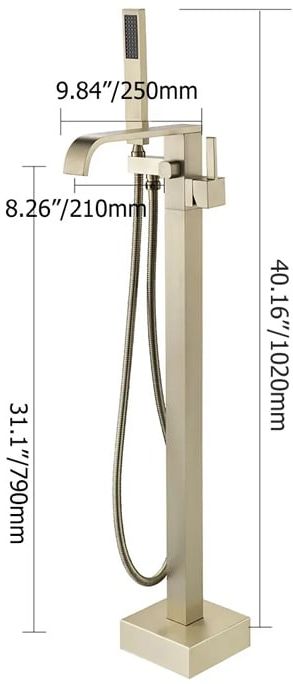 HMR - Dree Floor Mounted Faucet with Handheld Shower in Brushed Nickel, Brass