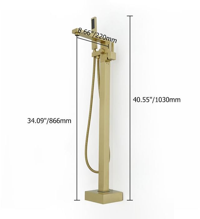 HMR - Dree Tub Filler Floor Mount Faucet with Hand Shower in Brushed Gold