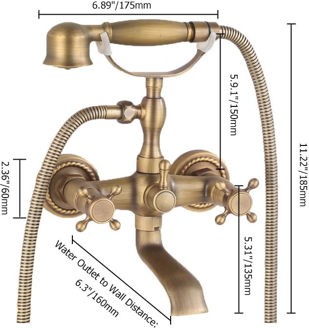 HMR - Chester Wall Mount Clawfoot Tub Filler in Brass