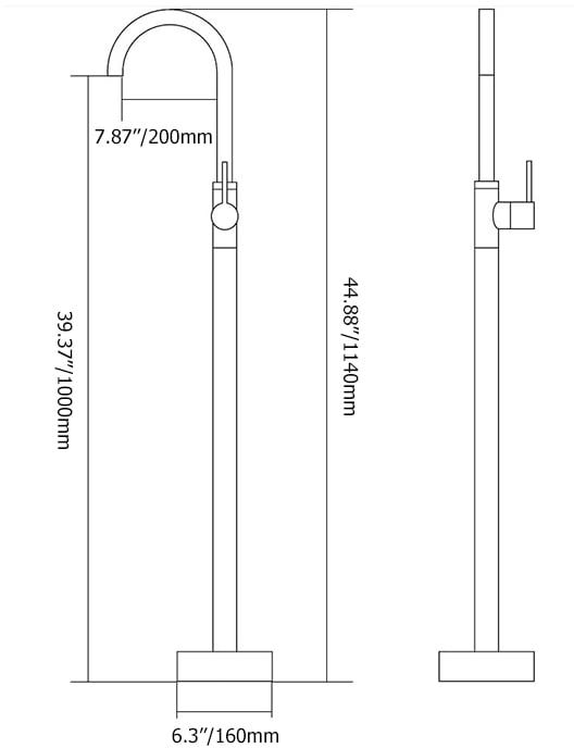 HMR - Brewst Floor Mounted Spout Faucet in Brass