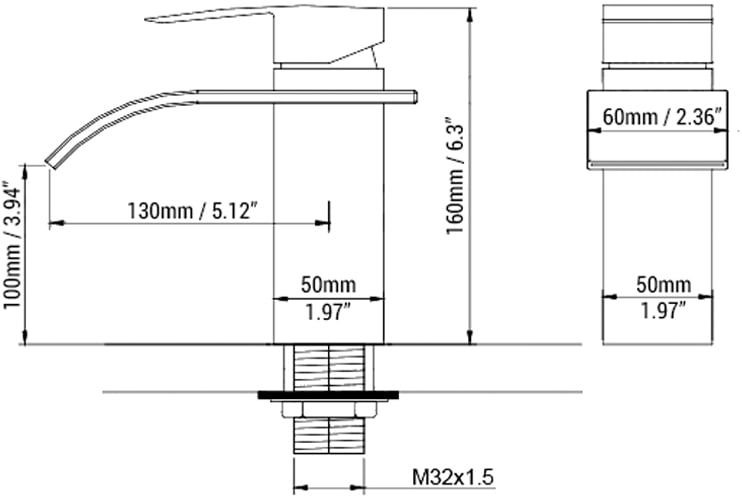 HMR - Milly Waterfall Single Hole Faucet Sink in Nickel