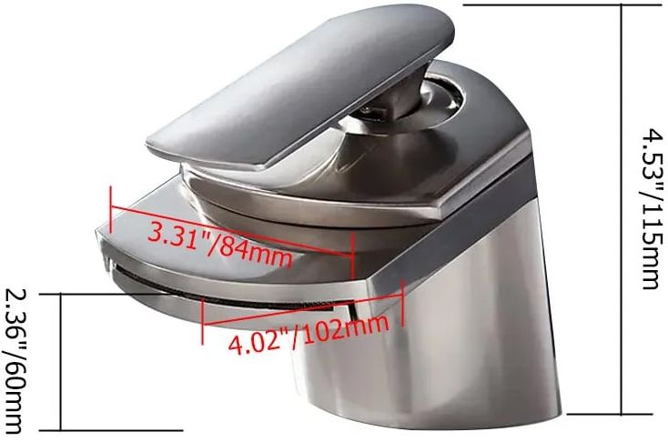 HMR - Modern 1-Hole Waterfall Bathroom Sink Faucet in Brushed Nickel and Solid Brass