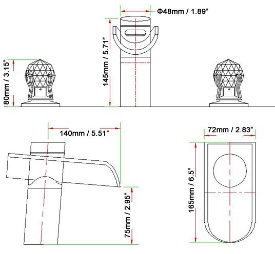 HMR - Morga LED Waterfall Bathroom Widespread Sink Faucet with Crystal Handles in Chrome