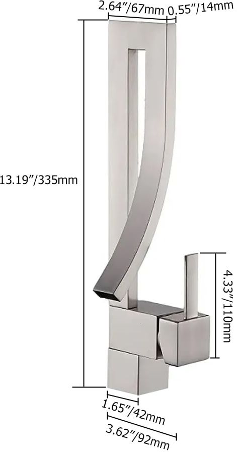 HMR Modern Single Handle 1-Hole Bathroom Sink Faucet with Waterfall Spout Brass - Brushed Nickel