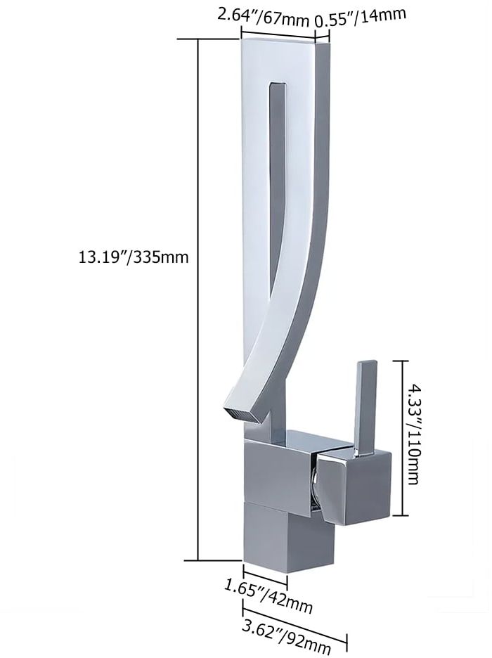 HMR Modern Single Handle 1-Hole Bathroom Sink Faucet with Waterfall Spout Brass - Chrome