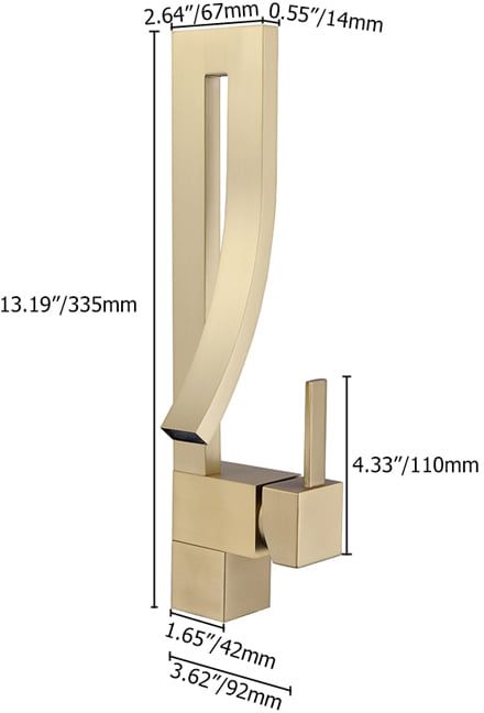 HMR Modern Single Handle 1-Hole Bathroom Sink Faucet with Waterfall Spout Brass - Brushed Gold