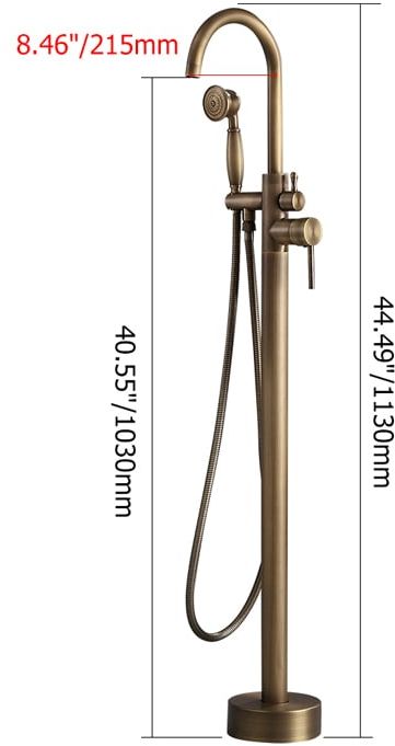 HMR - Swirling Spout Freestanding Tub Faucet with Handshower in Brass